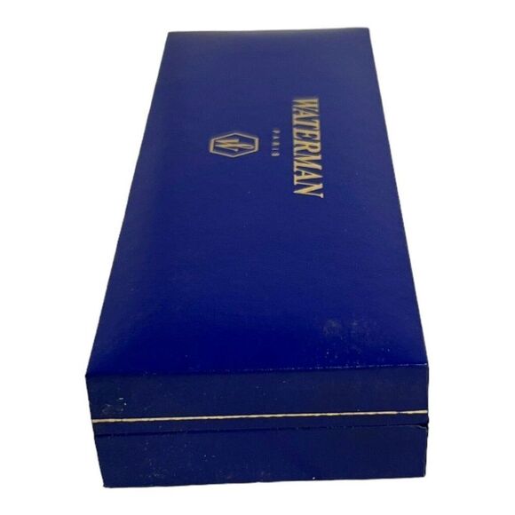 Vintage Waterman Paris Blue Gold Writing EMPTY Box Case White Satin Lining - Picture 7 of 12
